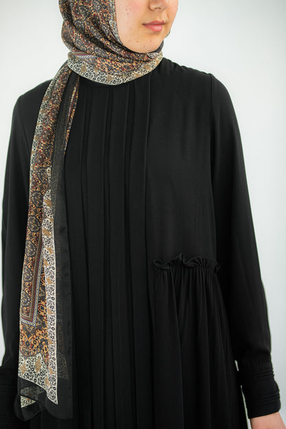 Black front pleated dress