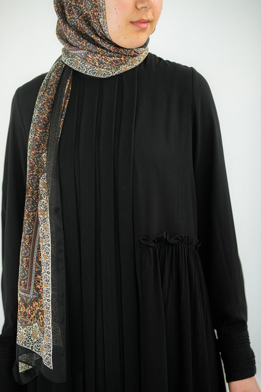 Black front pleated dress