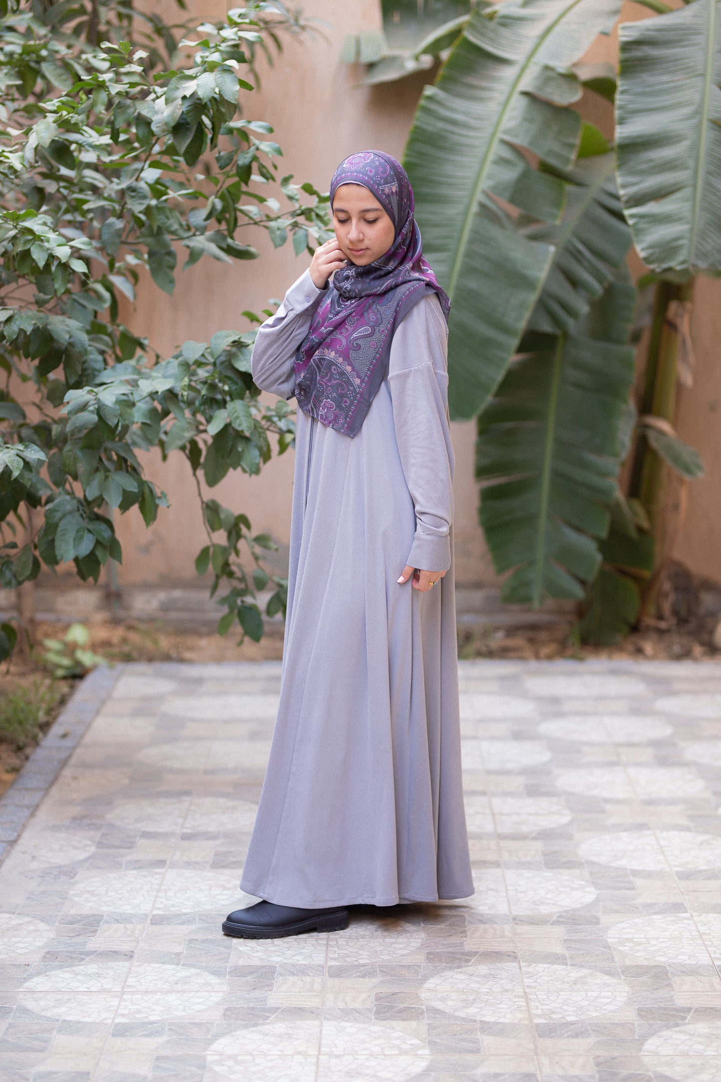 suede-Knit gray dress