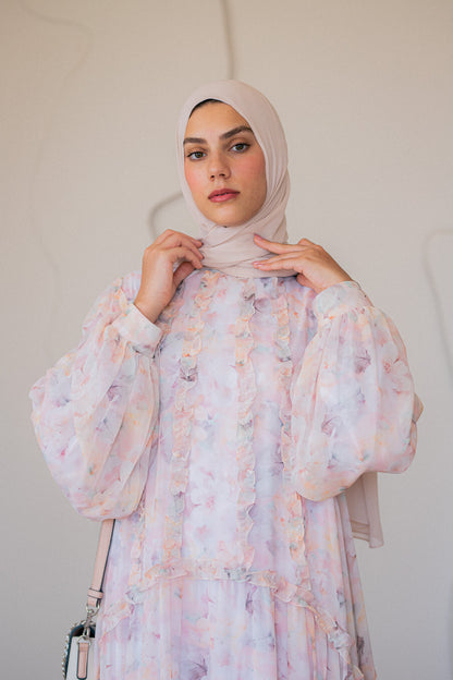 Rose Chiffon Dress with Full Lining