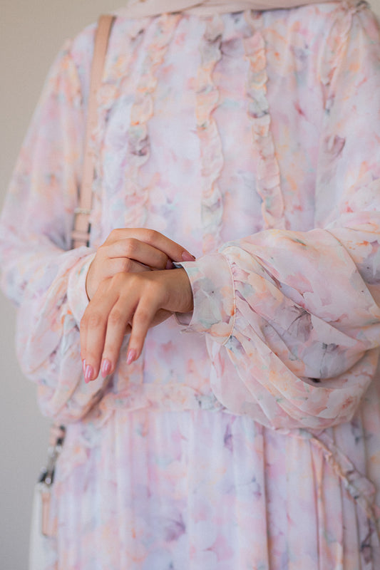 Rose Chiffon Dress with Full Lining