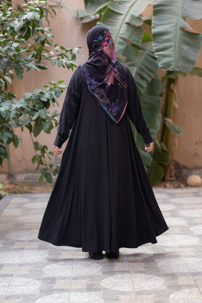 Suede-Knit black dress