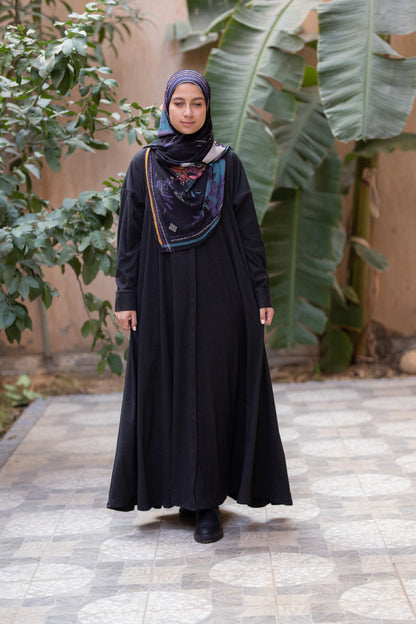 Suede-Knit black dress