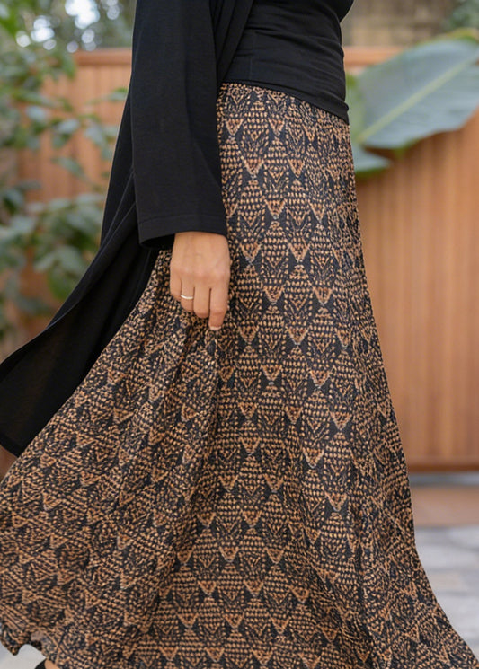 Maxi Lined crepe skirt / Black