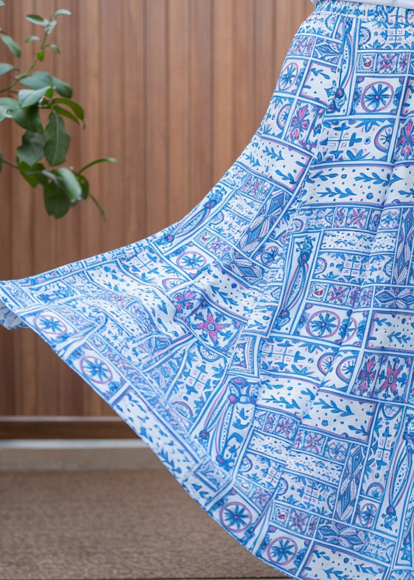 Maxi Lined crepe skirt / Blue